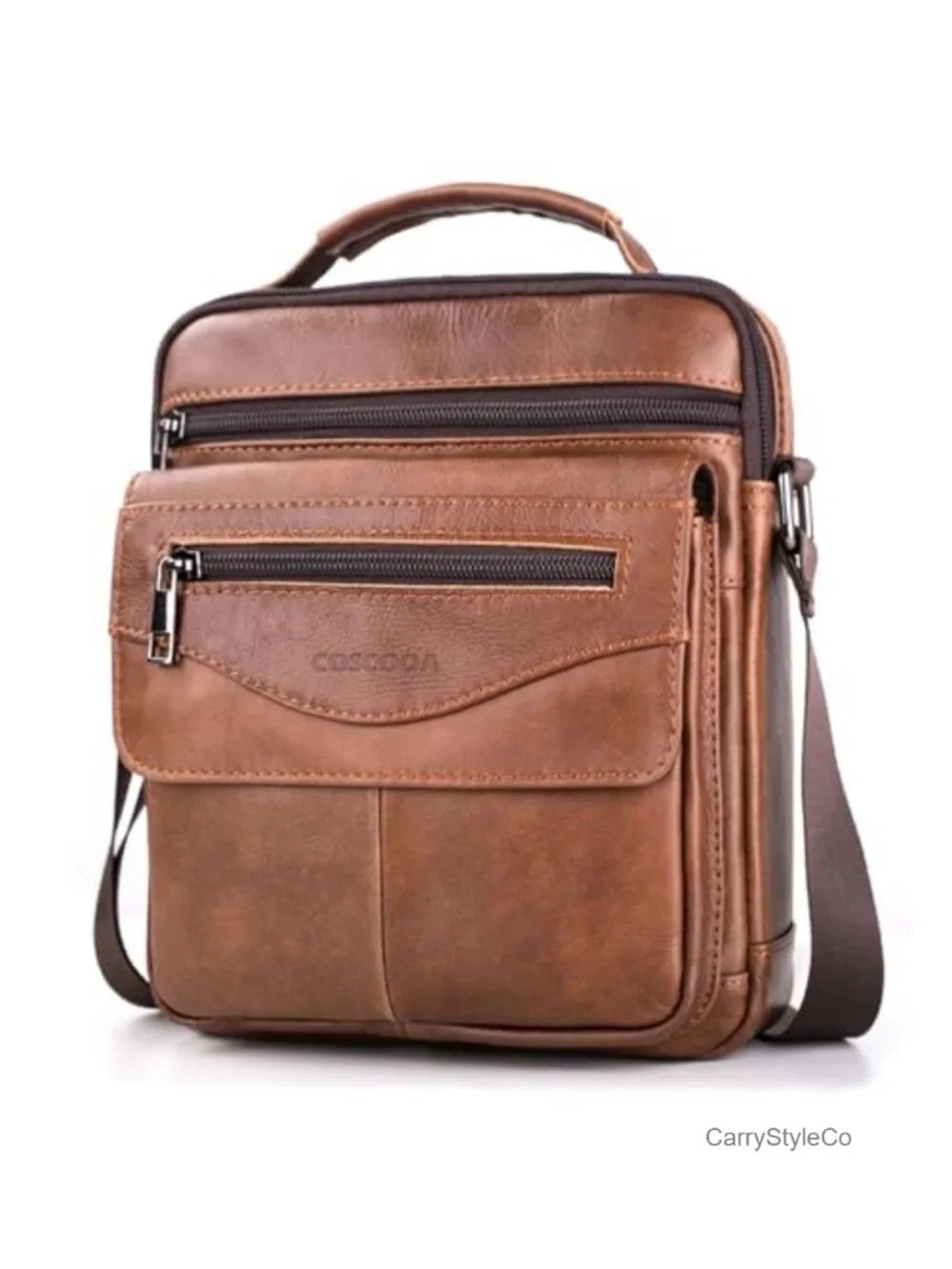 Men's Genuine Cowhide Leather Messenger Bag Crossbody Shoulder Satchel Travel